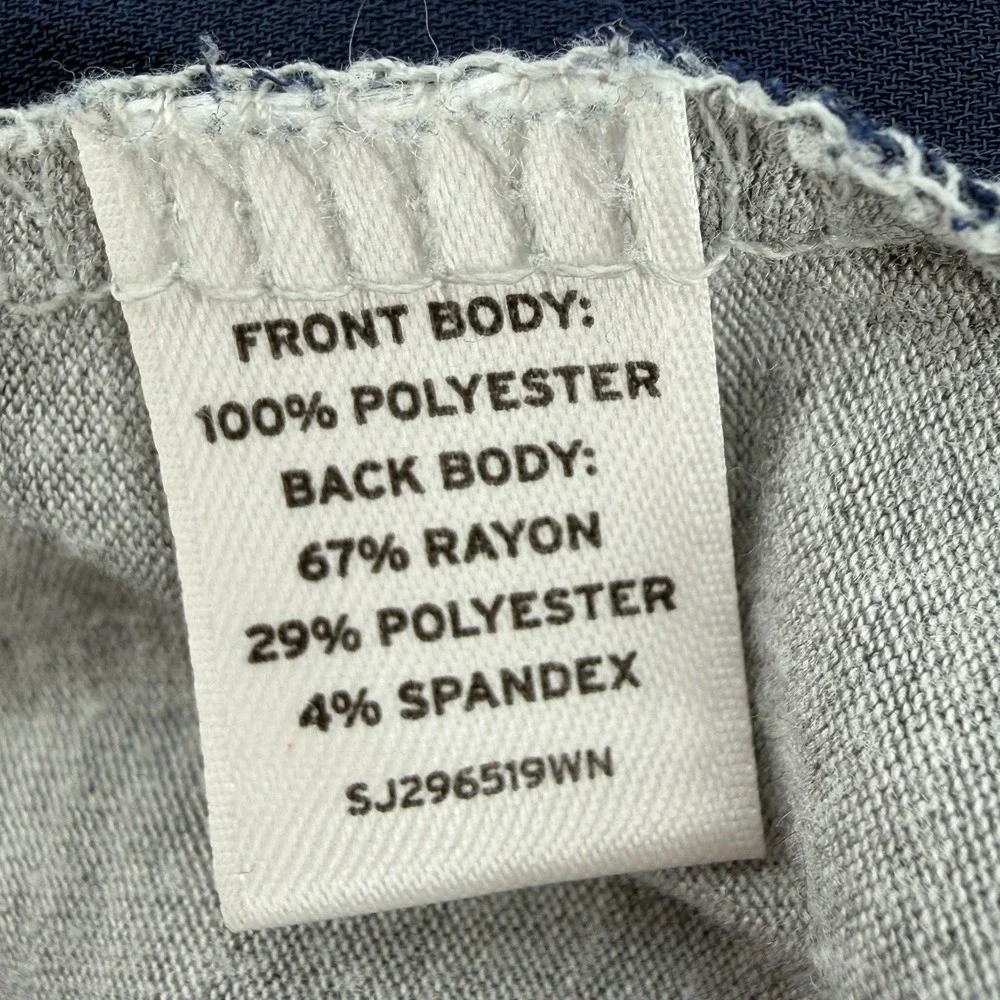 Sejour Womens‎ 3X Mixed Media Top Navy Grey Roll Tab Sleeve SJ296519WN